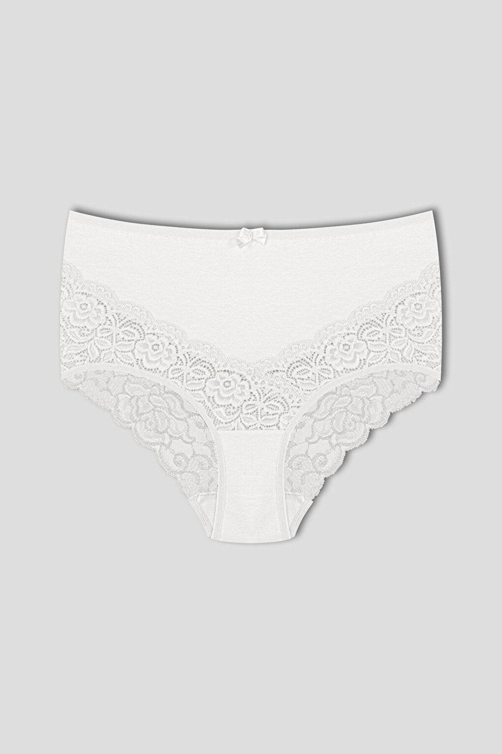 Cotton Back and Front V Lace High Waist Plus Size Women's Panties