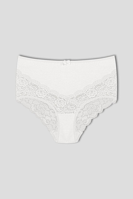 Cotton Back and Front V Lace High Waist Plus Size Women's Panties