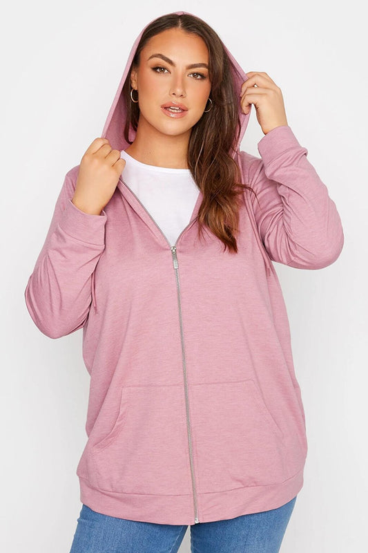 Plus Size Zippered Hooded Long Sleeve Sweatshirt 173420