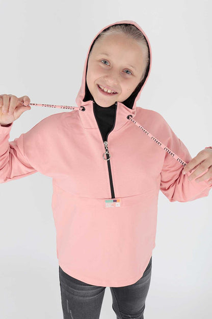 Kids Girl Hooded Sweat Long Sleeve Zippered Hoodie Cotton Ak15260