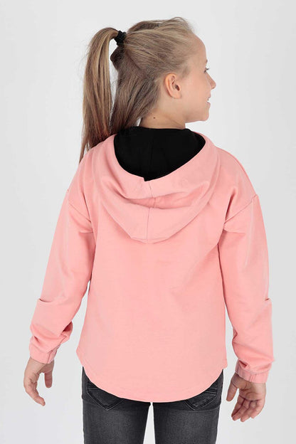 Kids Girl Hooded Sweat Long Sleeve Zippered Hoodie Cotton Ak15260