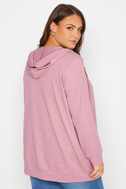 Plus Size Zippered Hooded Long Sleeve Sweatshirt 173420