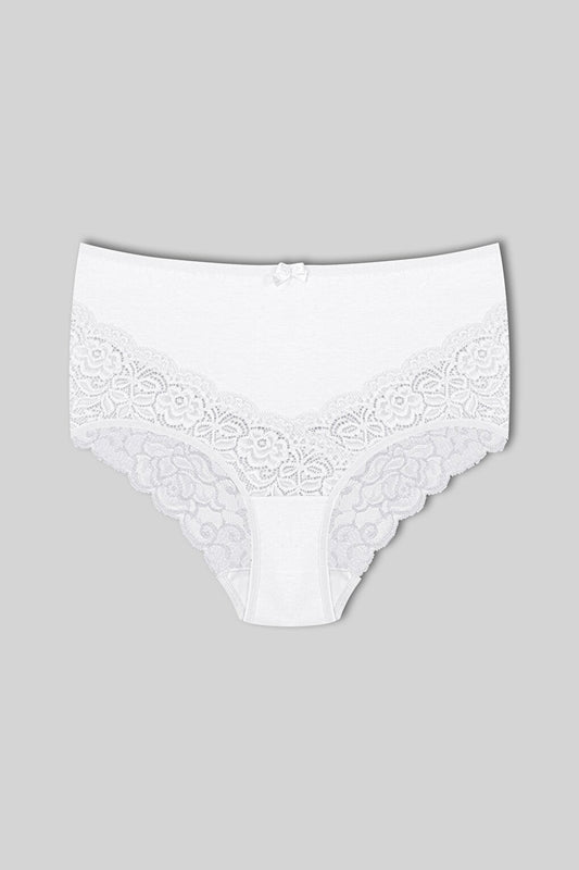 Cotton Back and Front V Lace High Waist Plus Size Women's Panties