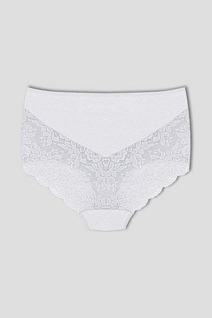 Cotton Back and Front V Lace High Waist Plus Size Women's Panties