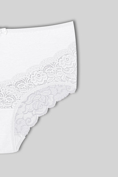 Cotton Back and Front V Lace High Waist Plus Size Women's Panties