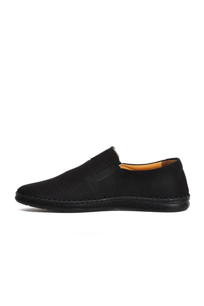 057Y Black Nubuck Genuine Leather Men's Shoes