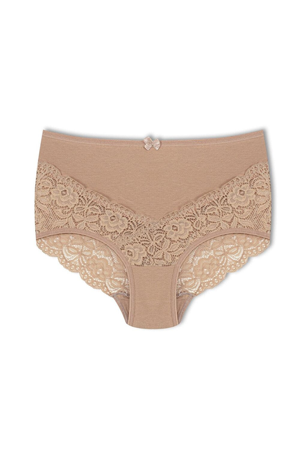 Cotton Back and Front V Lace High Waist Plus Size Women's Panties