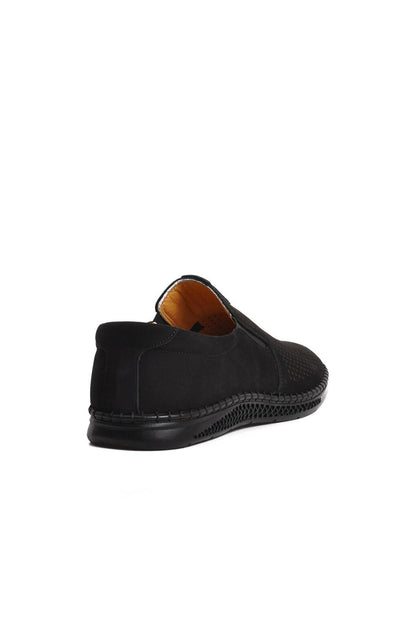 057Y Black Nubuck Genuine Leather Men's Shoes