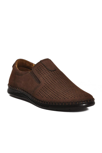 057Y Brown Nubuck Genuine Leather Men's Shoes