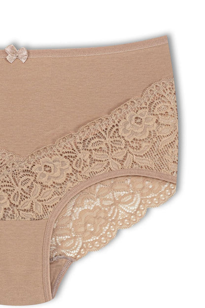 Cotton Back and Front V Lace High Waist Plus Size Women's Panties