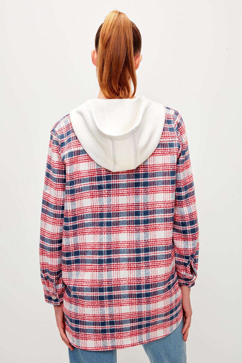 Hooded Plaid Lumberjack Shirt-Red