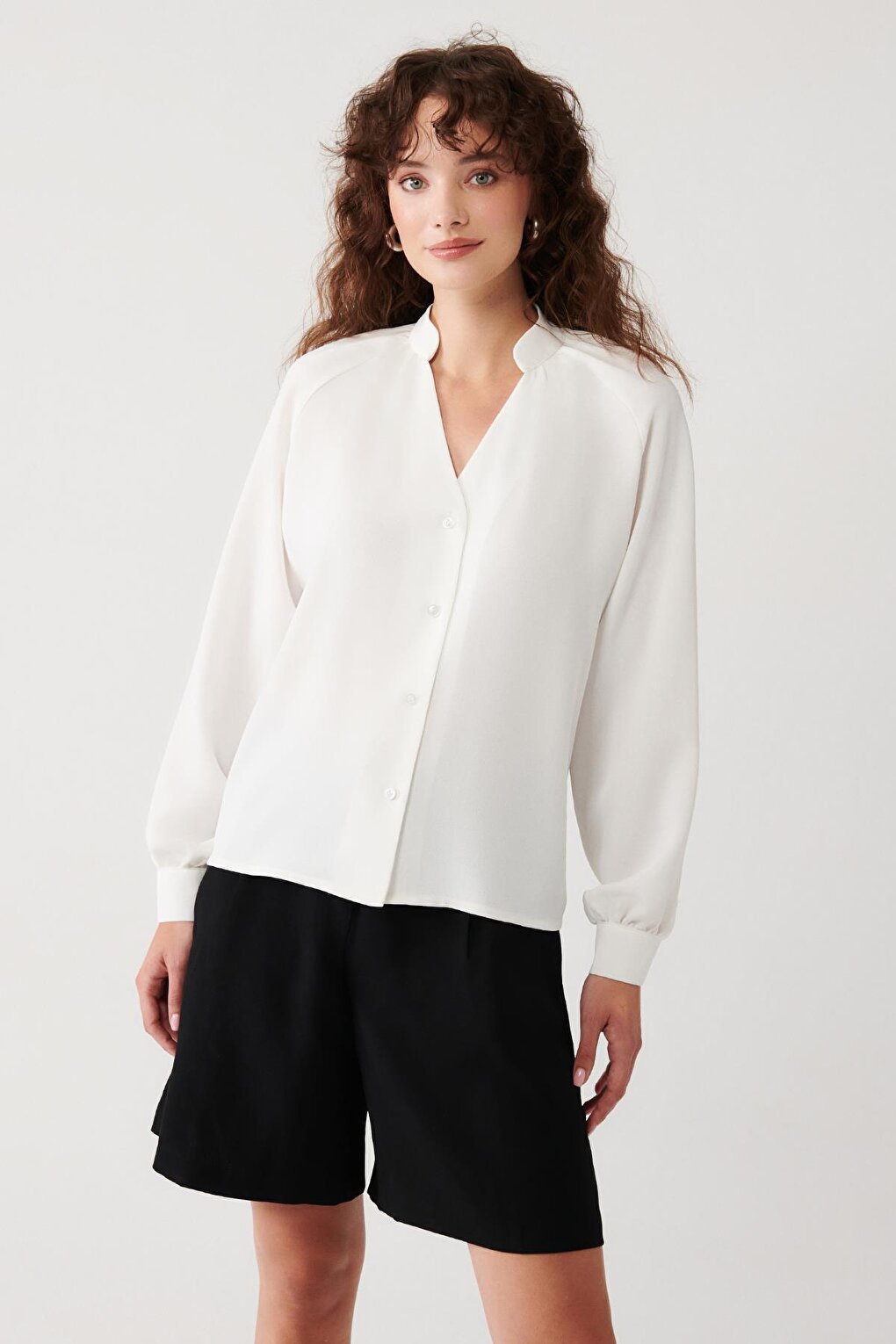 Pleated Detailed Shirt-White