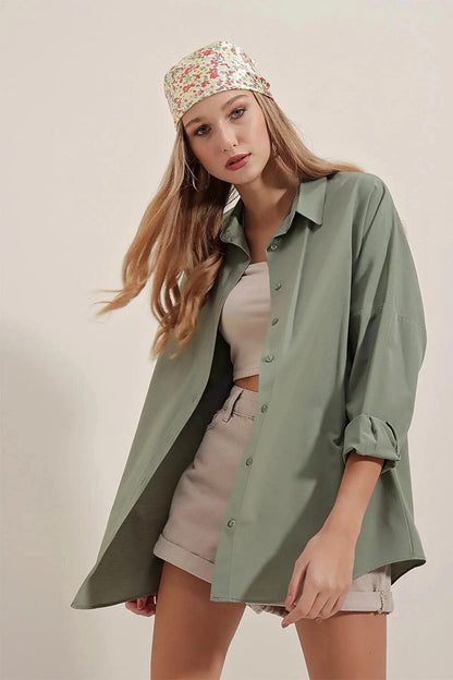 Çağla Sade Plain Araboy Basic Oversize Shirt