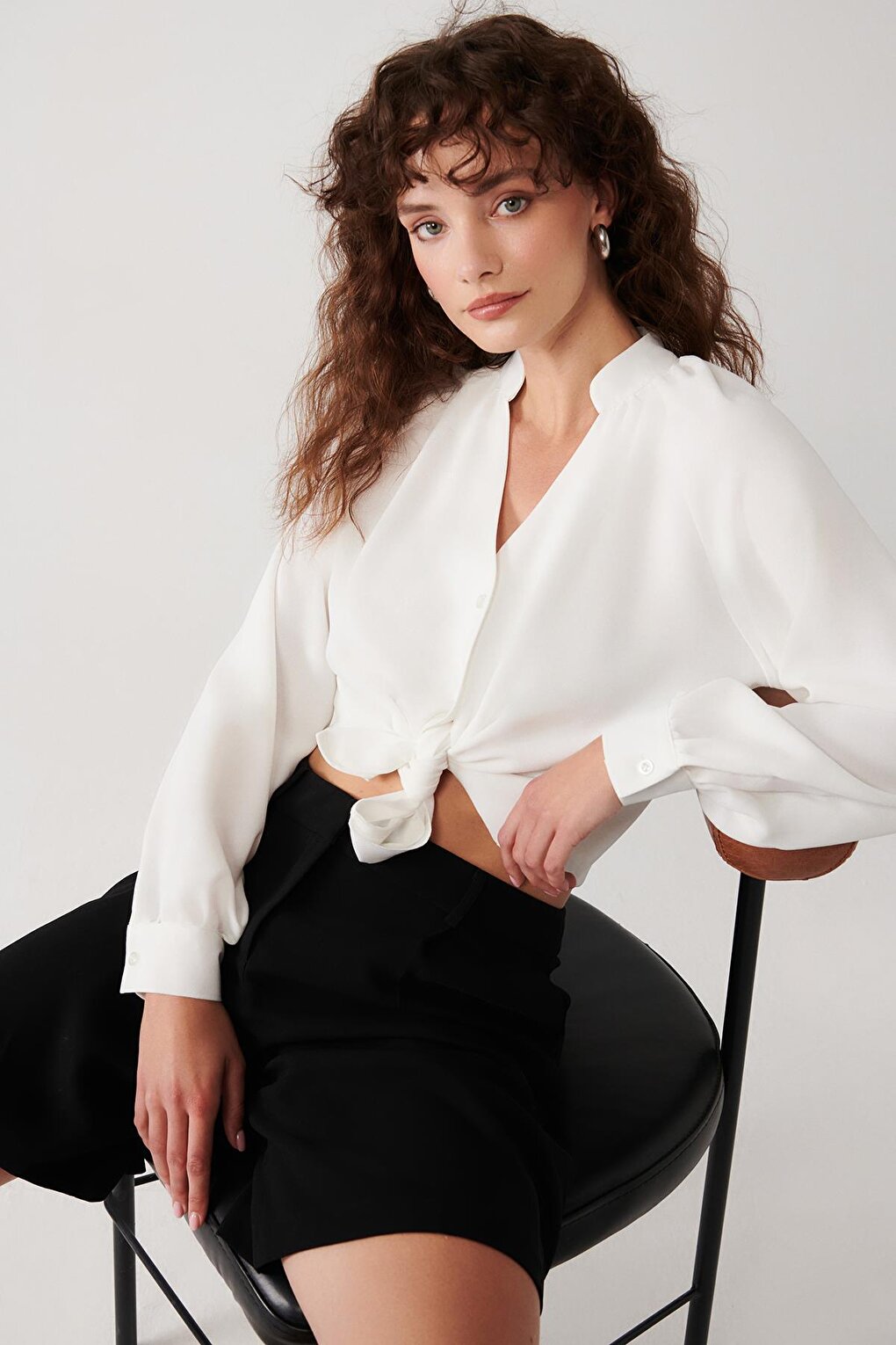 Pleated Detailed Shirt-White