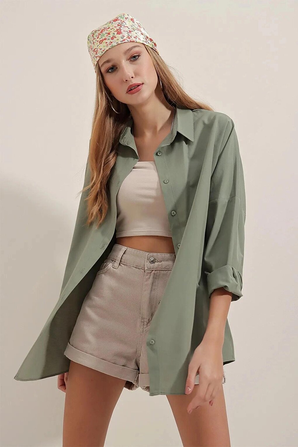 Çağla Sade Plain Araboy Basic Oversize Shirt