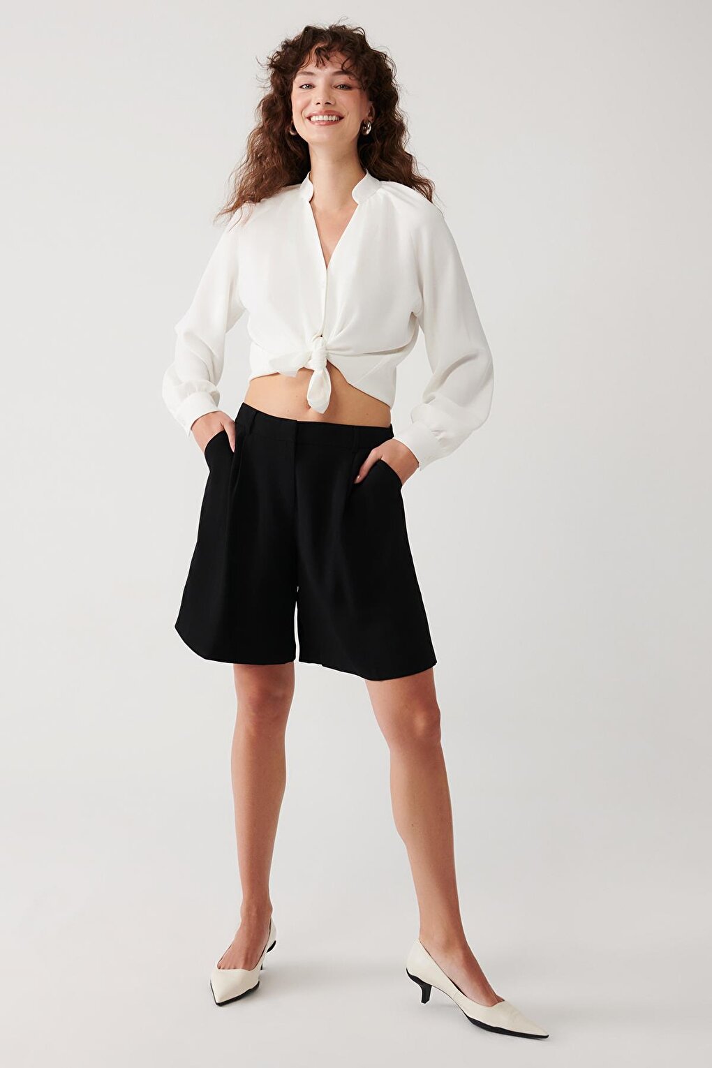 Pleated Detailed Shirt-White