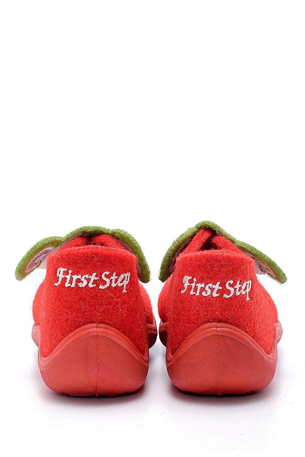 Three-Dimensional Frog Embroidered Red Felt Children's Slippers