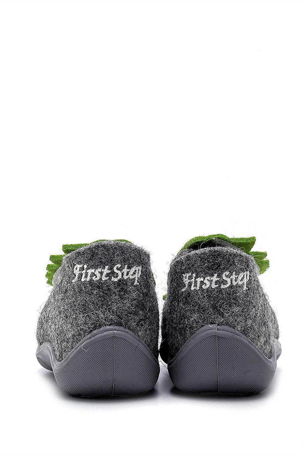 Three Dimensional Gray Dinosaur Embroidered Felt Children's Slippers