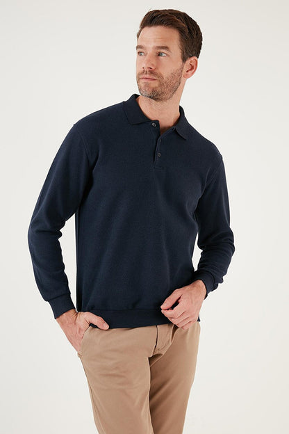 Cotton Blend Regular Fit Polo Neck Sweater 456223