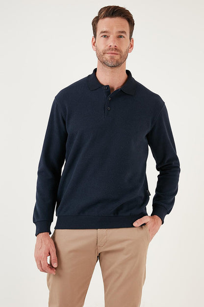 Cotton Blend Regular Fit Polo Neck Sweater 456223