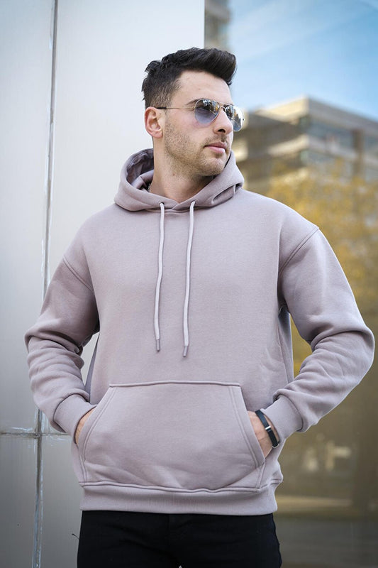 Joachim Three Thread Rose Gold Semi Oversize Hooded Basic Men's Sweatshirt