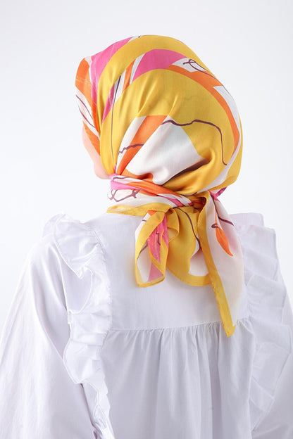 Orange Patterned Cotton Nora Scarf