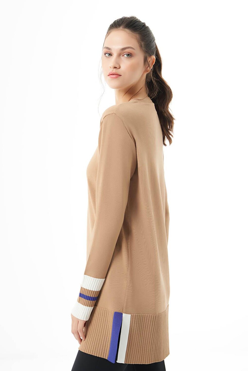 Sleeve Colorful Rayon Knitwear Camel Tunic