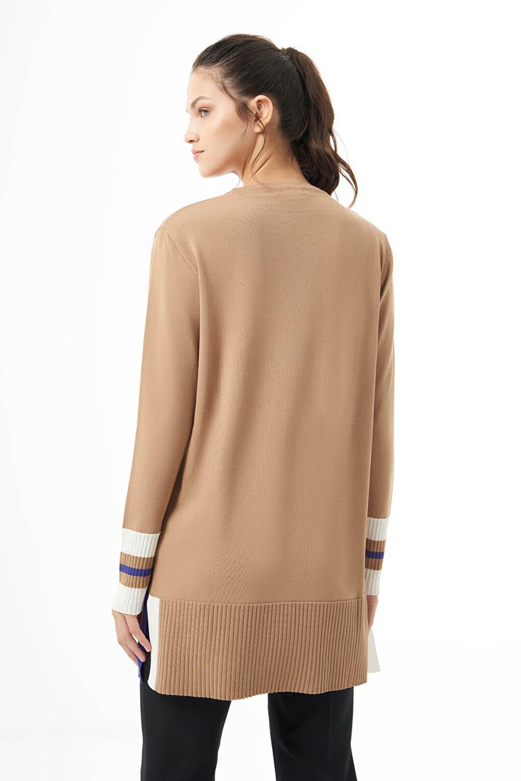 Sleeve Colorful Rayon Knitwear Camel Tunic