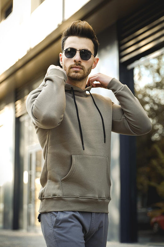 Joachim Three Thread Rose Gold Semi Oversize Hooded Basic Men's Sweatshirt