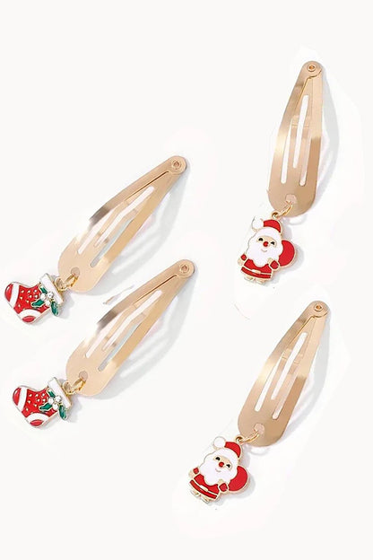 Christmas Charm Santa Claus Snap Hair Clip Pack of 4