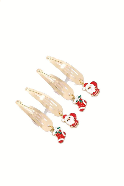 Christmas Charm Santa Claus Snap Hair Clip Pack of 4