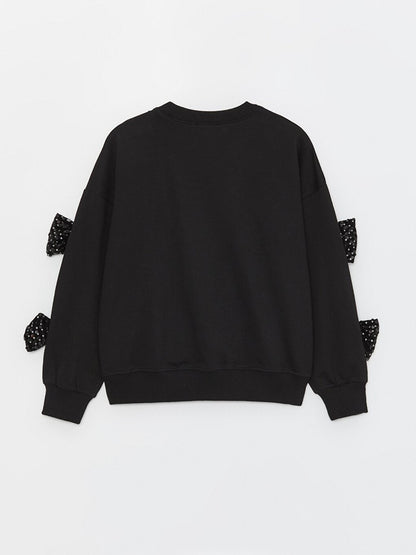 Girl's Crew Neck Bow Three Thread SweatShirt