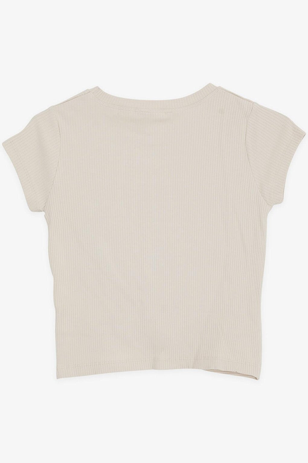 Girl's Crop T-Shirt with Cross Detail Beige (Age 9-14)