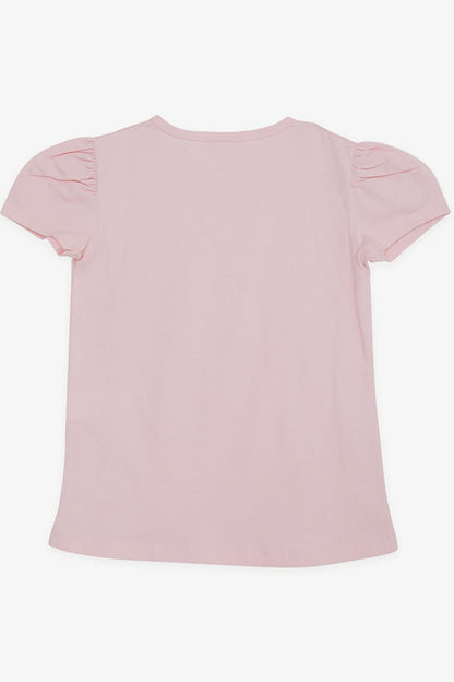 Girl's T-Shirt with Knitted Pocket Detail, Pink (Ages 6-12)