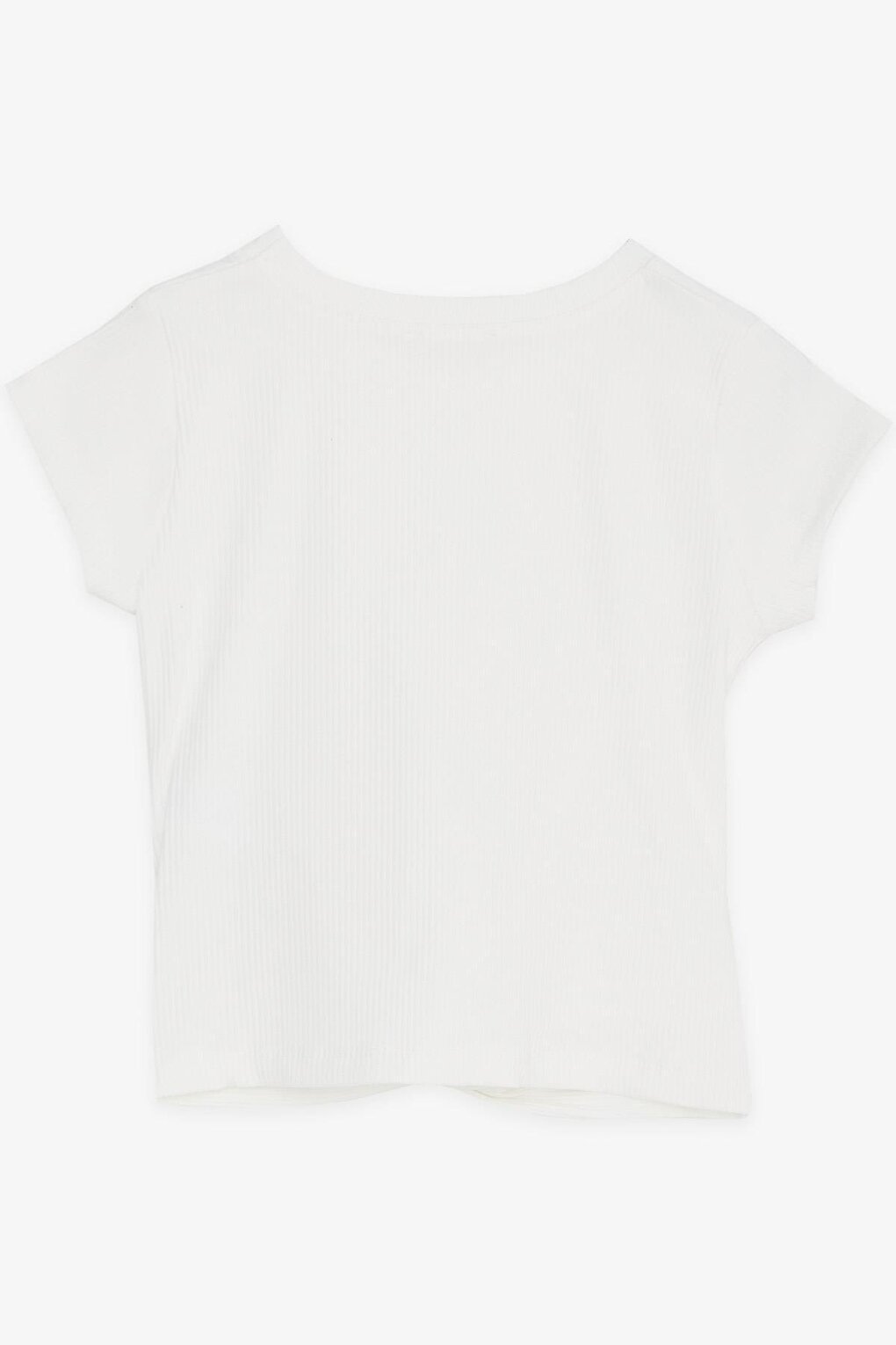 Girl's Crop T-Shirt with Cross Detail in Ecru (Ages 9-14)