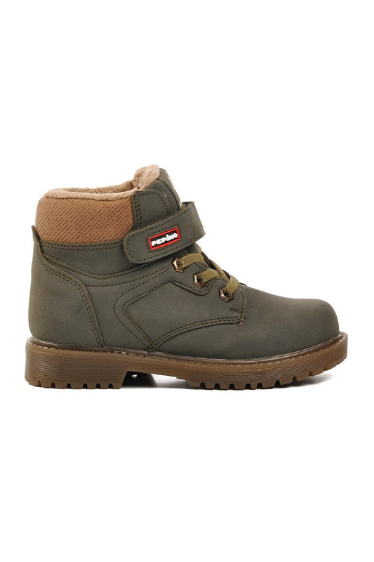 138-F Khaki Children's Boots with Fur Inside