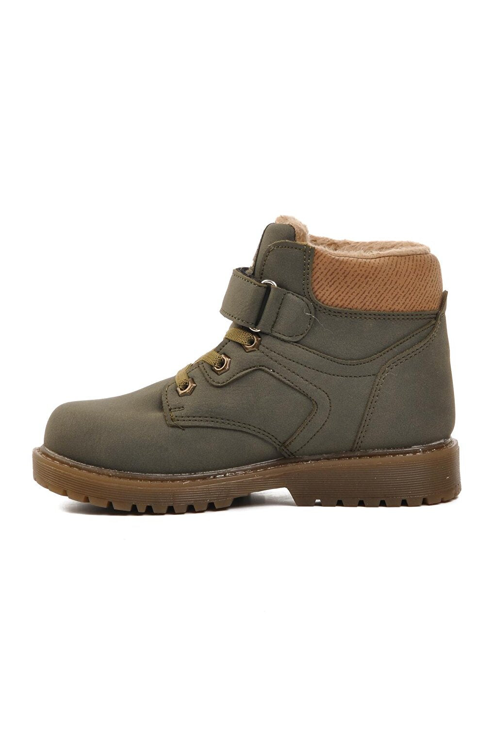 138-F Khaki Children's Boots with Fur Inside