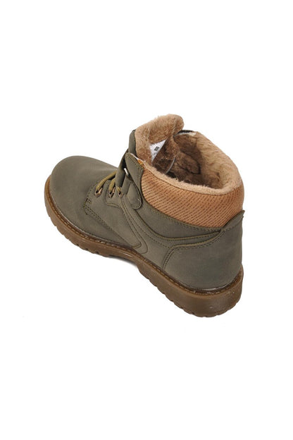 138-F Khaki Children's Boots with Fur Inside