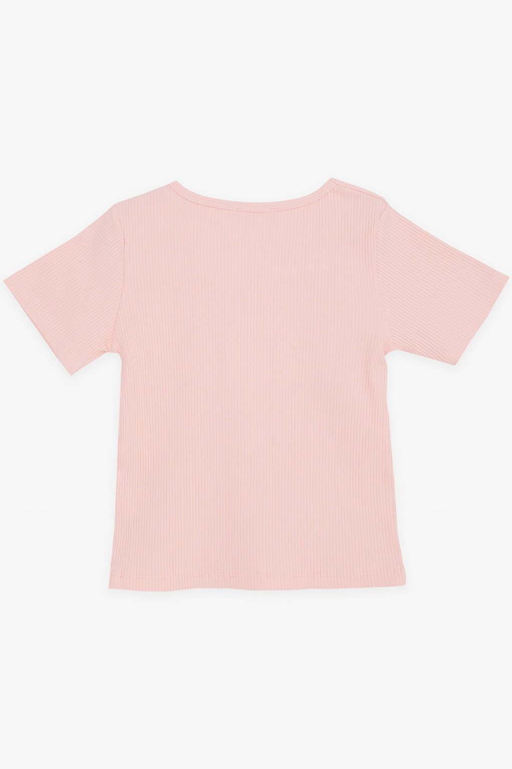 Girl's Crop T-Shirt Corded Square Neck Salmon (Age 9-14)