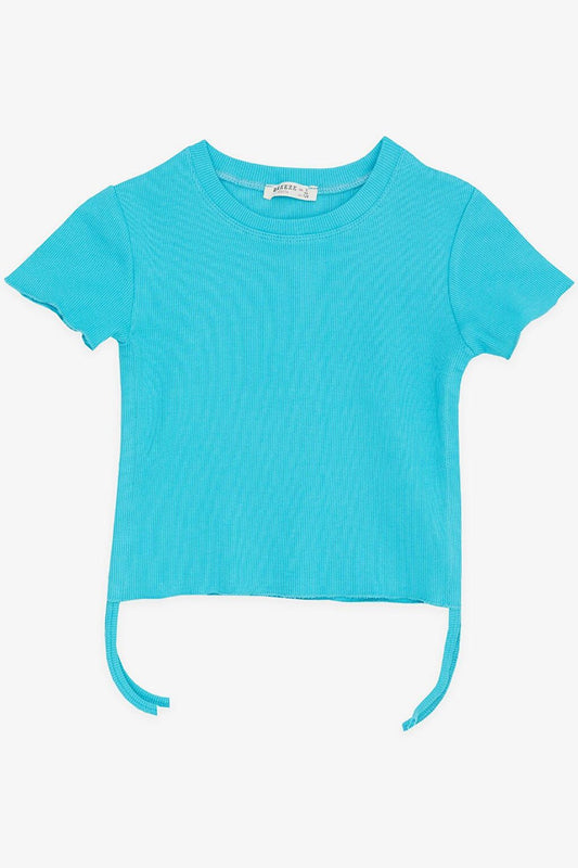 Girl's T-Shirt Turquoise with Gathered Sides (Ages 8-14)