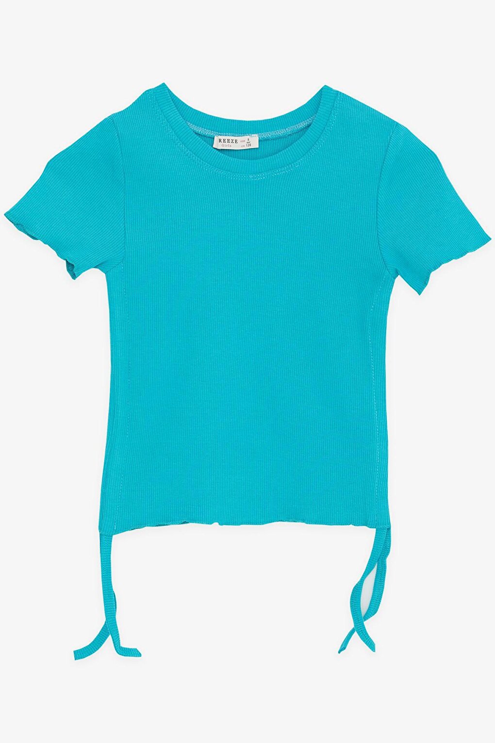 Girl's T-Shirt Turquoise with Gathered Sides (Ages 8-14)