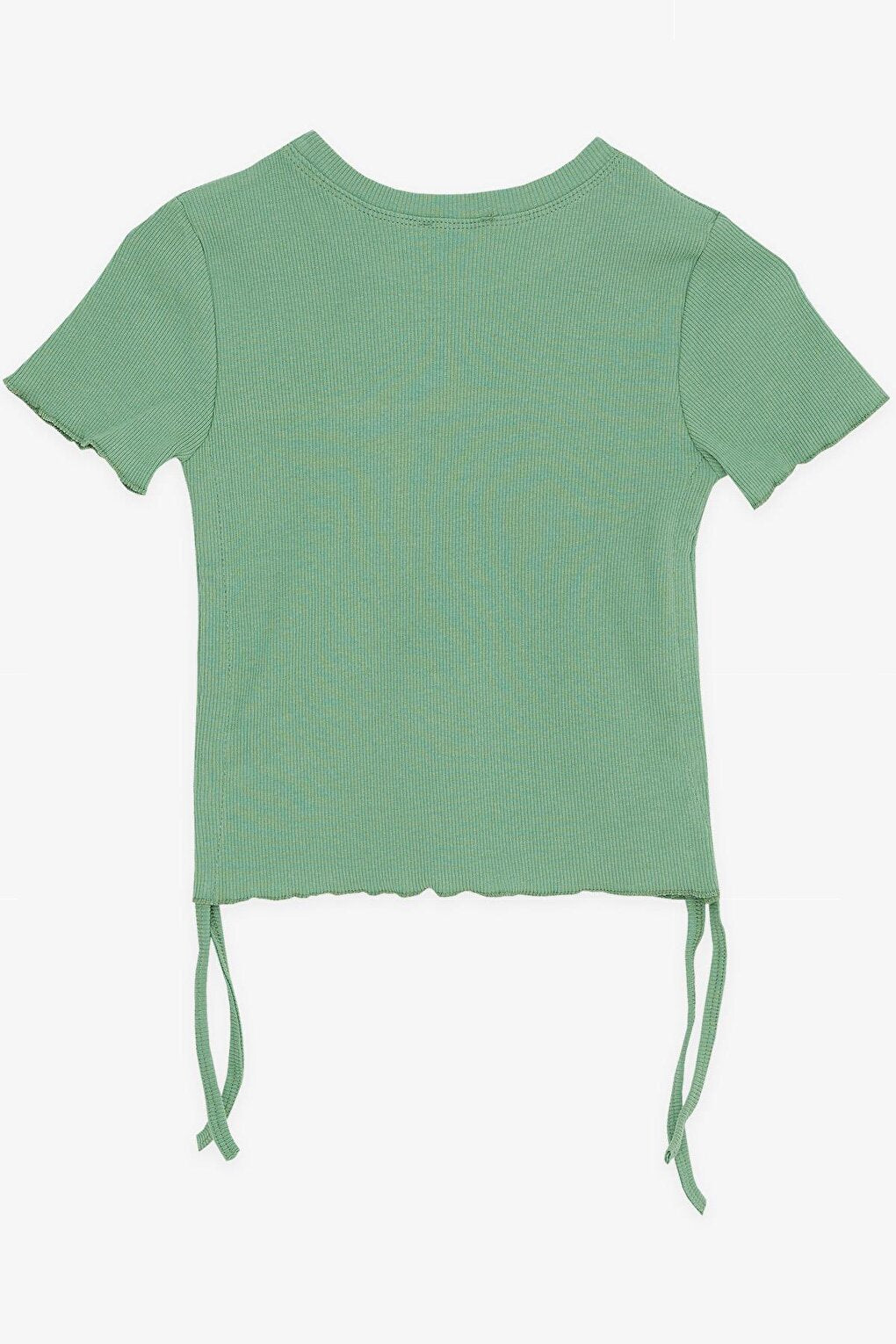 Girl's T-Shirt Green with Gathered Sides (Ages 8-14)