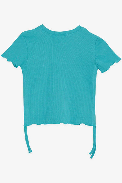 Girl's T-Shirt with Gathered Sides, Mint Green (Ages 8-14)