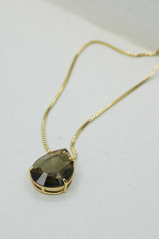 18K Gold Plated Drop Stone Necklace