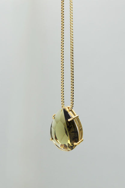 18K Gold Plated Drop Stone Necklace