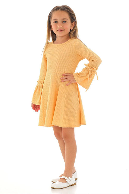 Girl's Yellow Colored Long Sleeve Dress