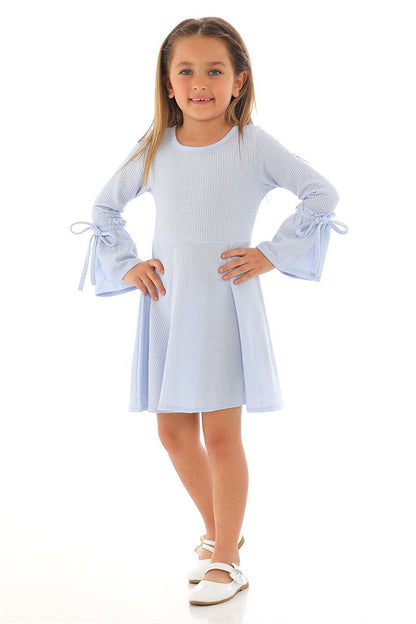 Girl's Blue Colored Long Sleeve Dress