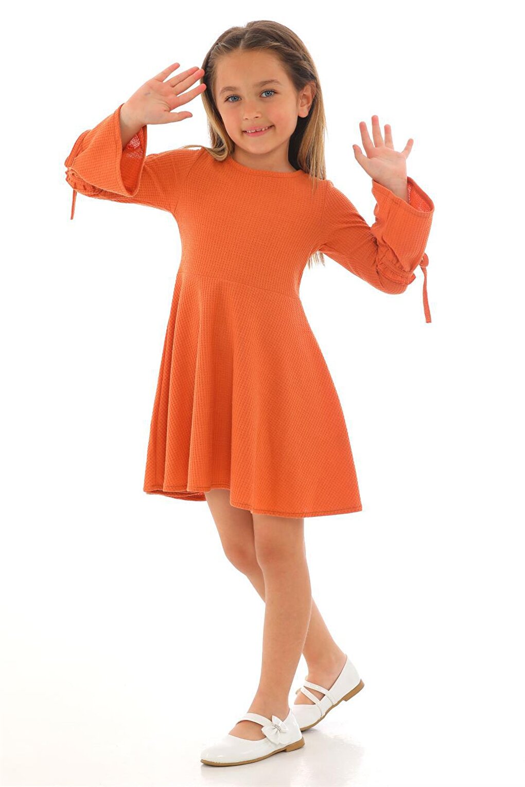 Girl's Brick Colored Long Sleeve Dress