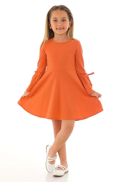 Girl's Brick Colored Long Sleeve Dress