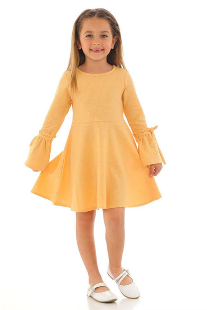 Girl's Yellow Colored Long Sleeve Dress